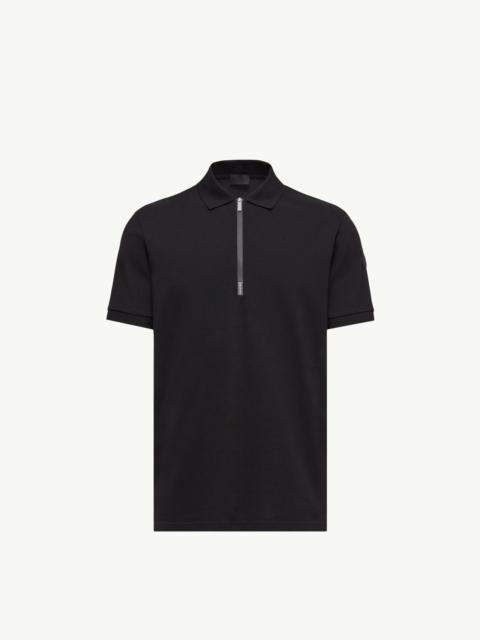Moncler Logo Cotton Piquet Half-Zip Polo Shirt
