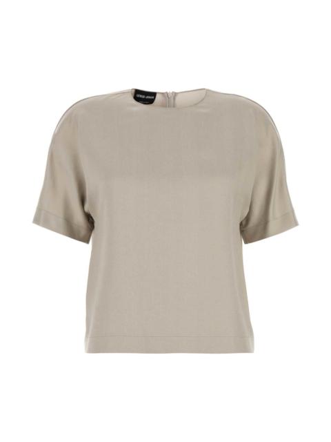 Tシャツ・カットソー GIORGIO ARMANI DOVE GREY SATIN T-SHIRT GIORGIO ARMANI Dove grey satin t-shirt | gebnegozionline