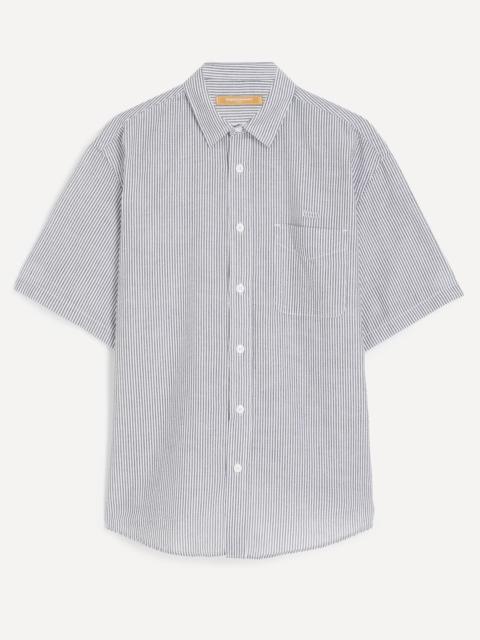 FrizmWORKS OG Stripe Seersucker Half Shirt in Black