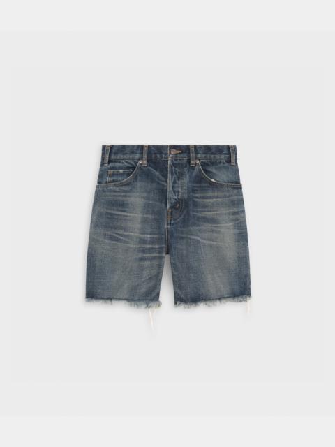 CELINE BERMUDA SKATE PANTS IN DARK UNION WASH DENIM