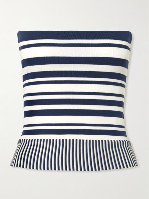 FAITHFULL Citara Strapless Striped Cotton-blend Top