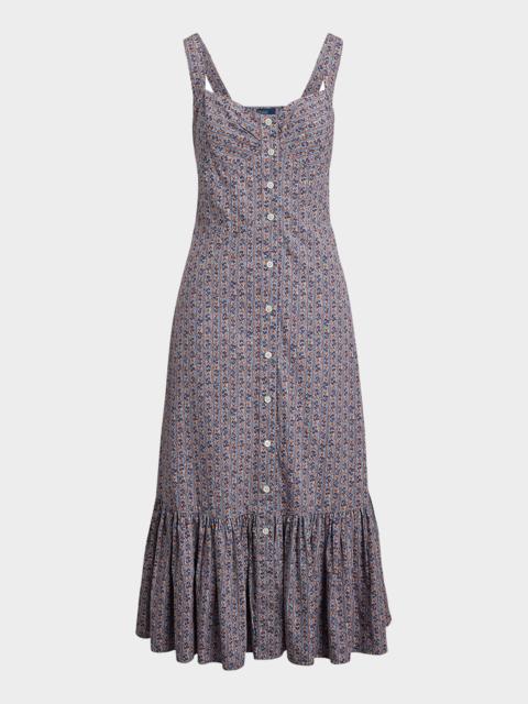 Polo Ralph Lauren Floral Cotton Buttoned Midi Dress