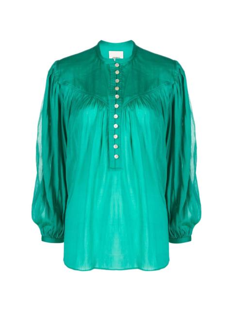 Kiledia puff-sleeve buttoned blouse