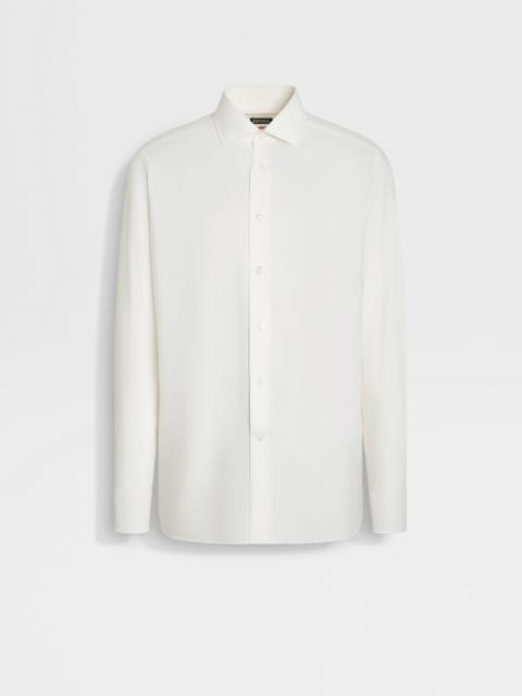 ZEGNA WHITE SILK COTTON AND CASHMERE SHIRT