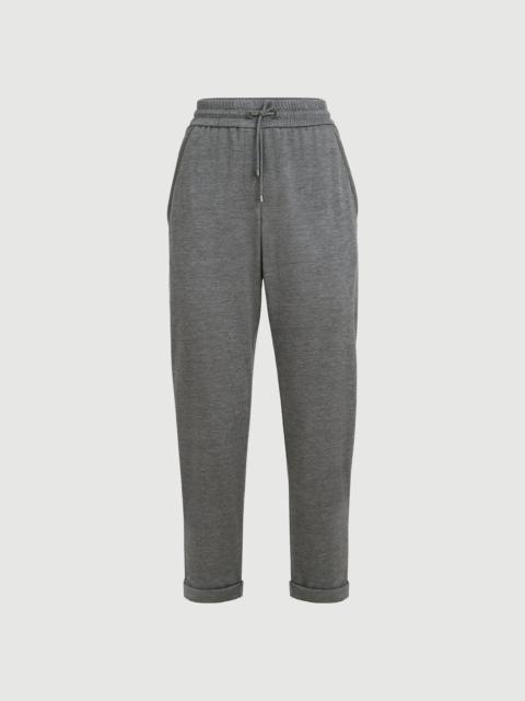 Brunello Cucinelli Cotton and silk interlock trousers with shiny pocket detail