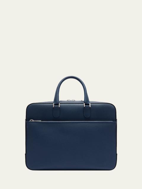 Valextra Men's Avietta Top-Handle Calfskin Briefcase with Zip Pocket