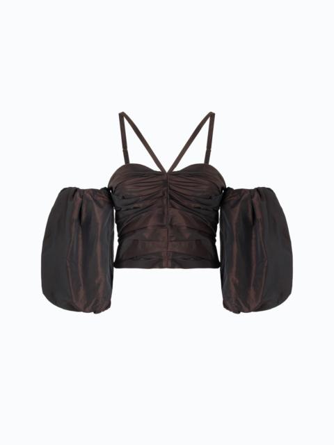 PINKO CROP TOP WITH PUFF SLEEVES