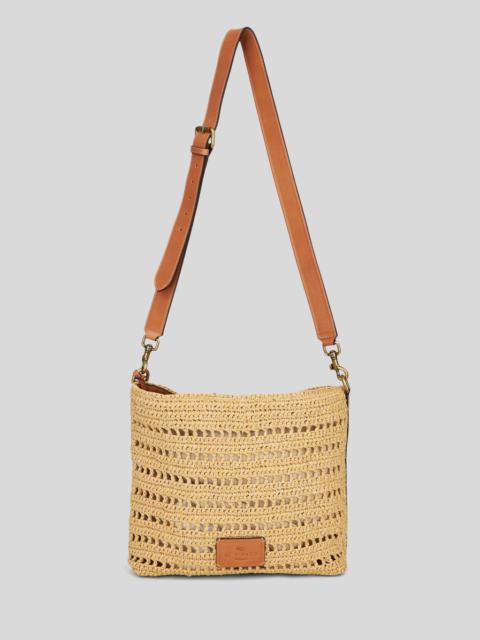 Etro SHOULDER BAG IN PERFORATED RAFFIA