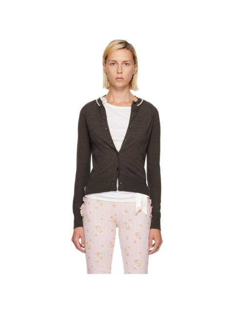 Simone Rocha Brown Classic Merino Silk Cardigan