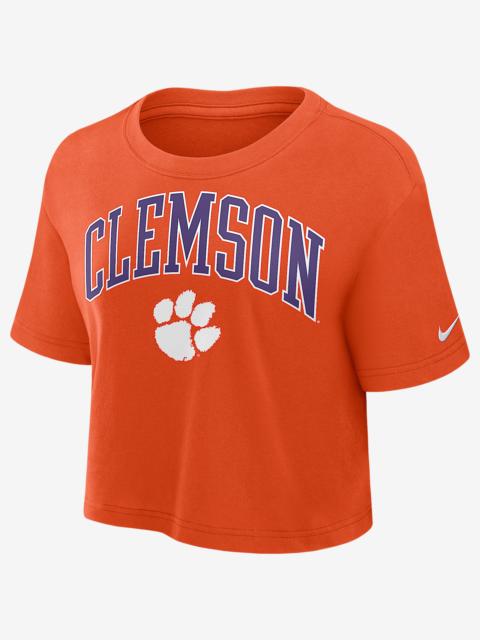 Nike Clemson Athletic Prep Arch Women's Nike Dri-FIT College Cropped T-Shirt