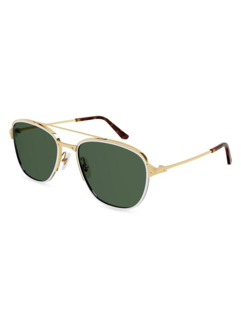 Cartier Men's Santos De 57MM Navigator Sunglasses - Gold