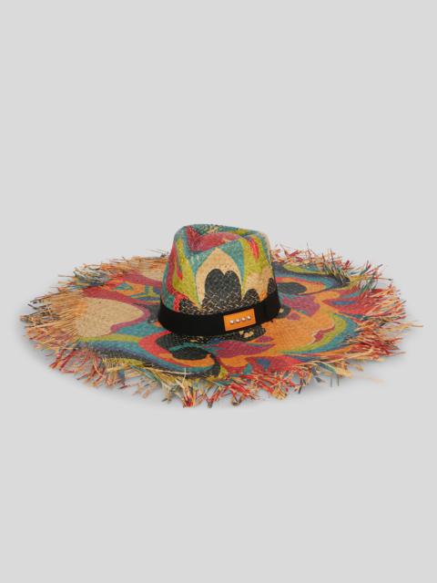 Etro FLORAL STRAW HAT WITH MICRO STUDS