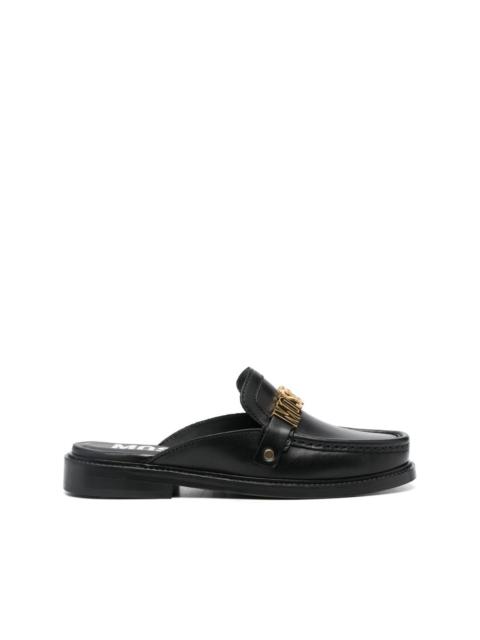 Moschino logo-plaque leather mules