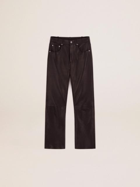 Golden Goose Women's cropped flared pants in soft black nappa