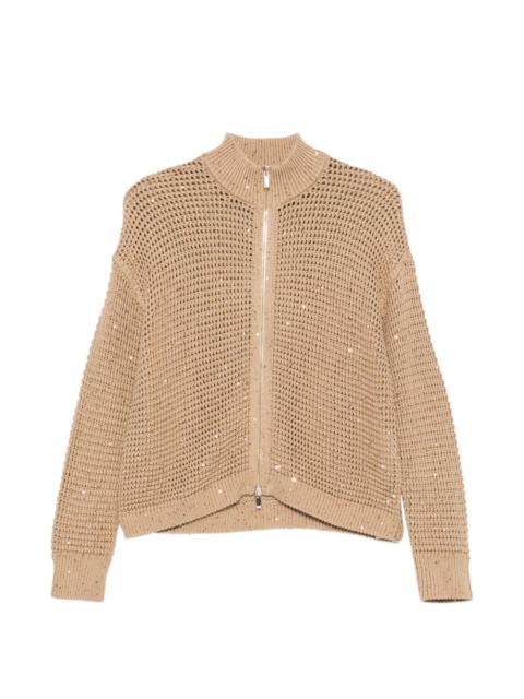 Max Mara sequin-embellished open-knit cardigan