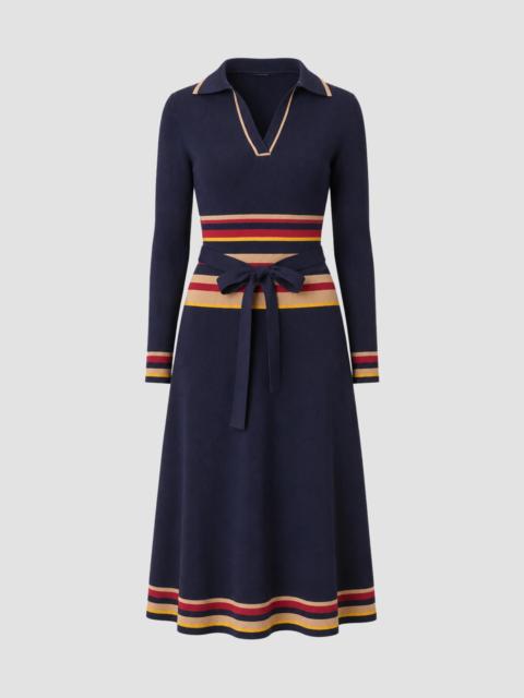 Shoshanna Women's Milner Striped Knit Polo Midi Dress - Navy Multi
