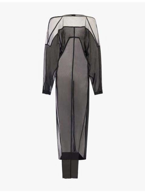 Rick Owens Collage Long-Sleeve Mesh Gown