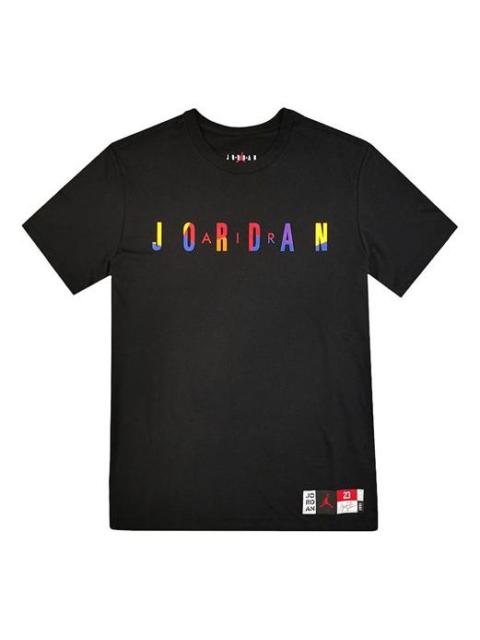 Jordan Air Jordan Colorful Logo Breathable Short Sleeve Black AT8943-010