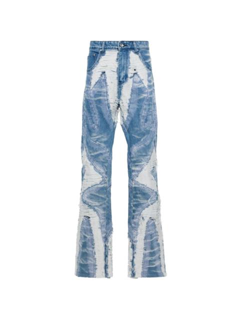 Path distressed-effect wide-leg jeans