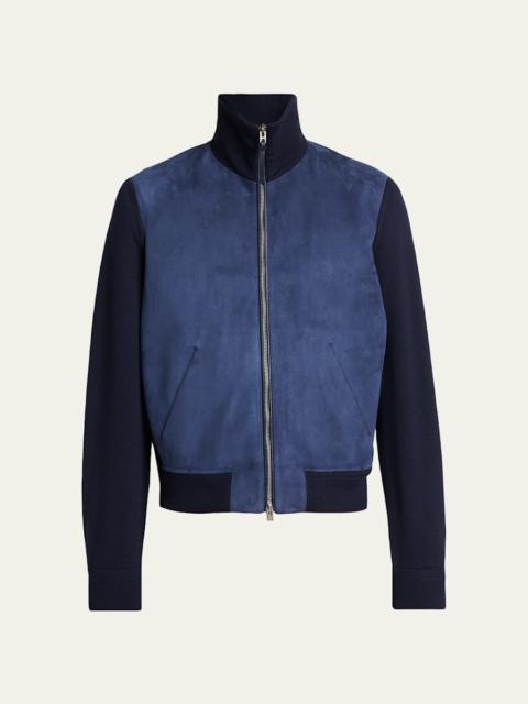 TOM FORD Men's Suede and Merino Wool Hybrid Full-Zip Blouson