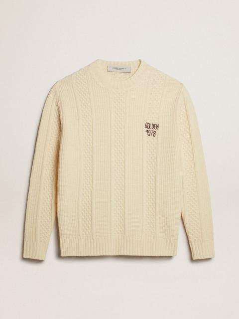 Golden Goose Round-neck sweater in wool with embroidery on the heart