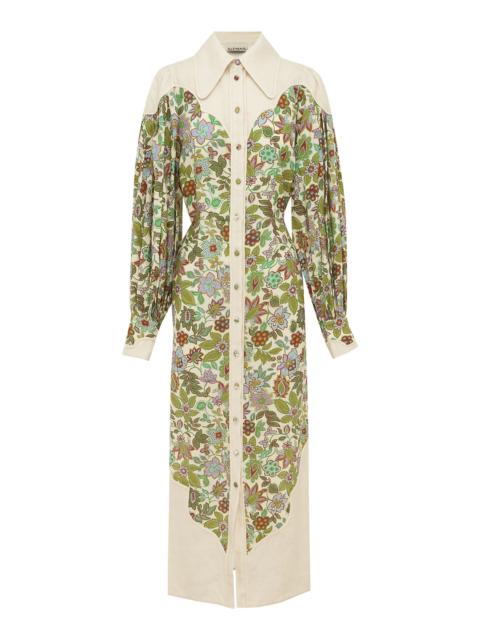 ALÉMAIS Isabella Linen Panel Midi Dress floral