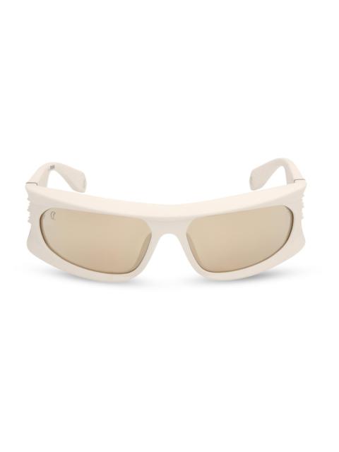 Christian Louboutin Men's 64MM Shield Sunglasses - Matte White Flash Ivory