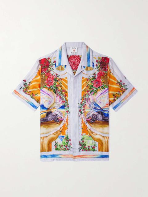 CASABLANCA La Tornade De Rose Convertible-Collar Printed Silk-Twill Shirt