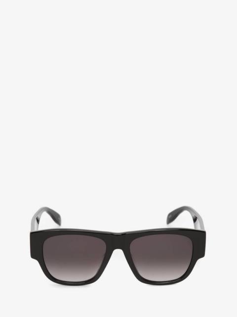 Alexander McQueen Men's McQueen Graffiti Rectangular Sunglasses in Black/white