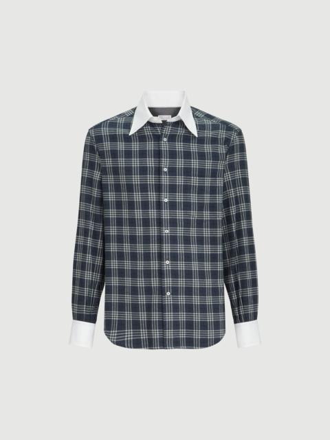 Brunello Cucinelli Cotton and lyocell tartan flannel shirt with contrast Italian collar and cuffs