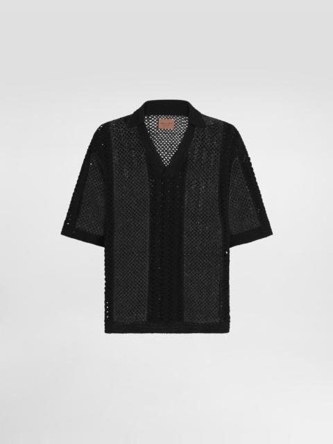Dolce & Gabbana Short-sleeved cotton crochet polo-shirt