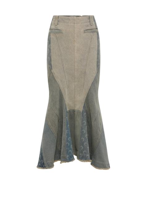 Regenerated Denim Flared Skirt