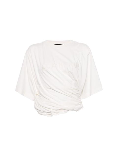 ALAINPAUL logo-embroidered draped T-shirt