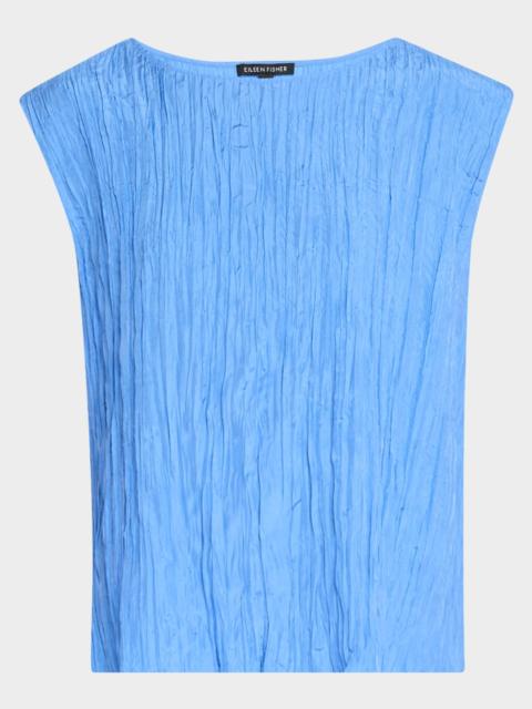 EILEEN FISHER Scoop-Neck Crushed Silk Top