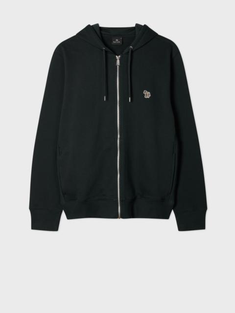 Paul Smith Black Cotton Zip-Front Zebra Logo Hoodie