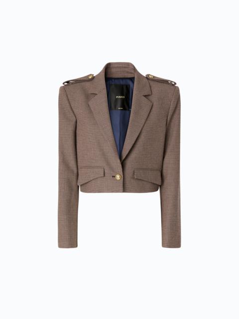 PINKO CROPPED JACKET WITH MICRO HOUNDSTOOTH MOTIF