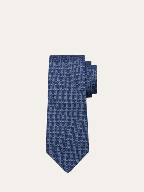 Men's Gancini Monogram-Print Silk Tie