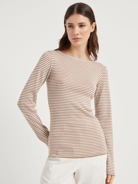 Brunello Cucinelli Sparkling striped cashmere and silk lightweight sweater