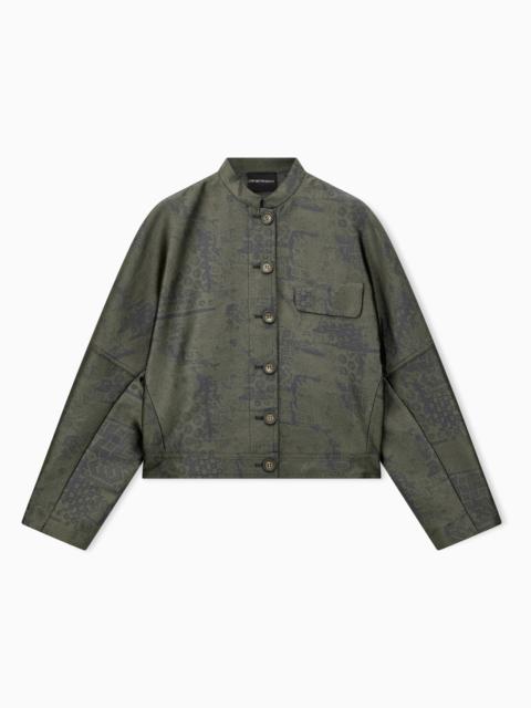 EMPORIO ARMANI JACQUARD LANDSCAPE BLOUSON WITH MANDARIN COLLAR AND BUTTONS