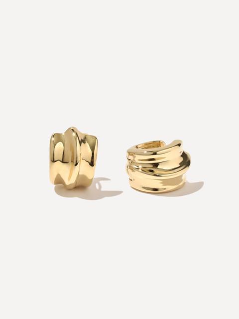 Otiumberg 14ct Gold-Plated Vermeil Silver Small Wave Hoop Earrings