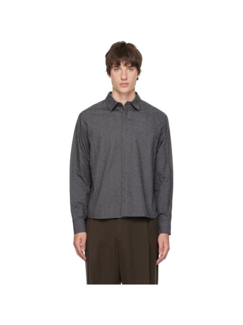 AMOMENTO Gray Floral Basic Shirt