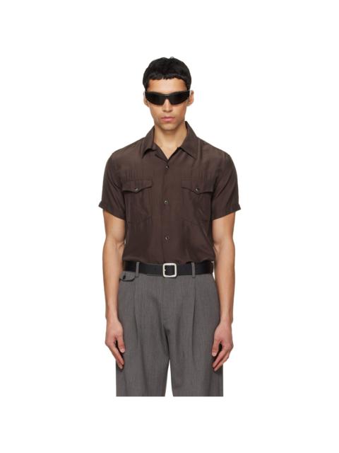 Tonywack Brown Washed Rayon Pearl Snap Shirt