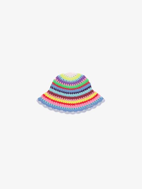 GANNI BUCKET HAT IN STRIPED CROCHET