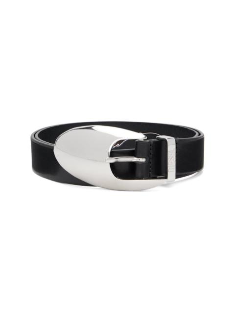 Diesel Black 3cm Leather Sculptural Buckle Belt