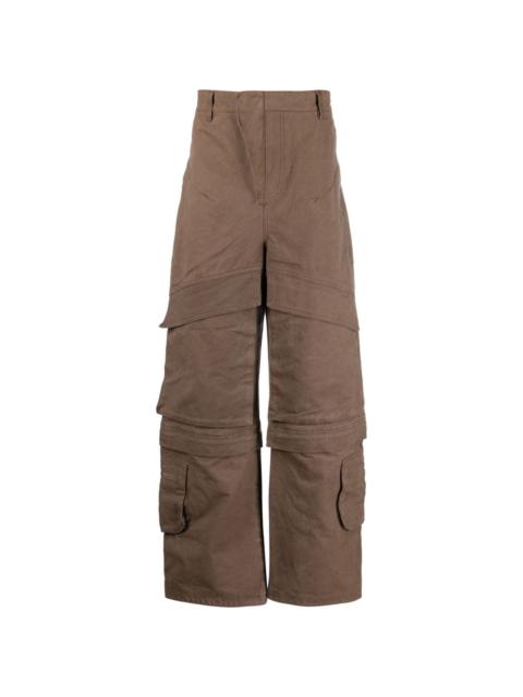 Hard wide-leg cargo trousers