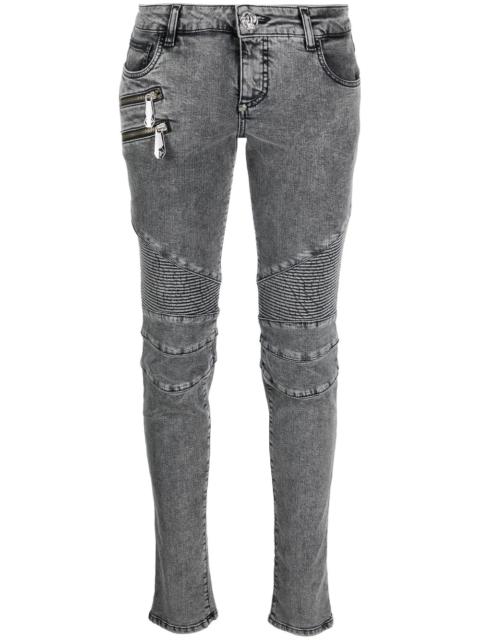 PHILIPP PLEIN Bike low-rise skinny jeans