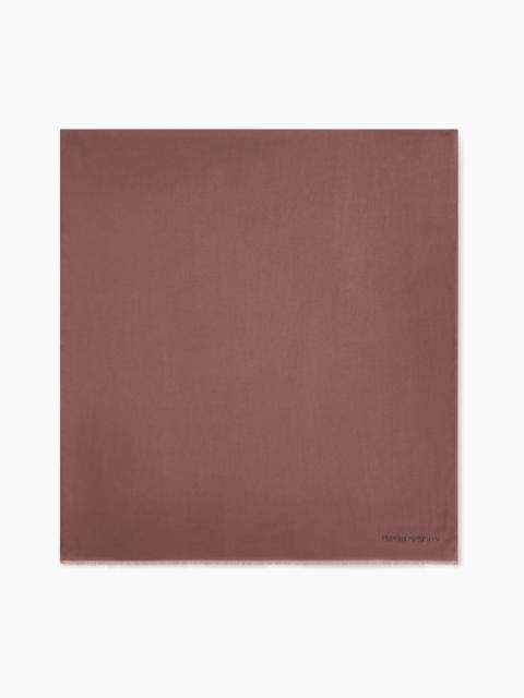 EMPORIO ARMANI STOLE IN VISCOSE AND MODAL WITH FRINGES AND PRINTED LOGO