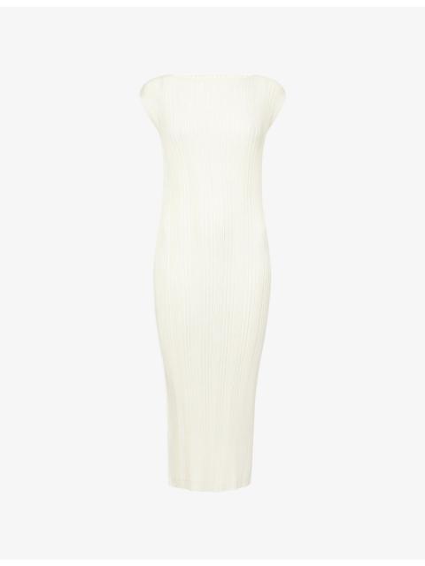 ISSEY MIYAKE Sleeveless Pleats Knitted Midi Dress