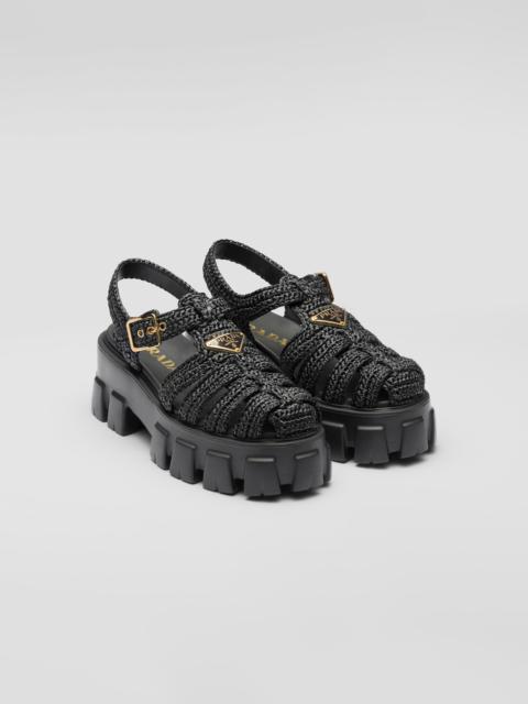 Prada Monolith crochet cage sandals