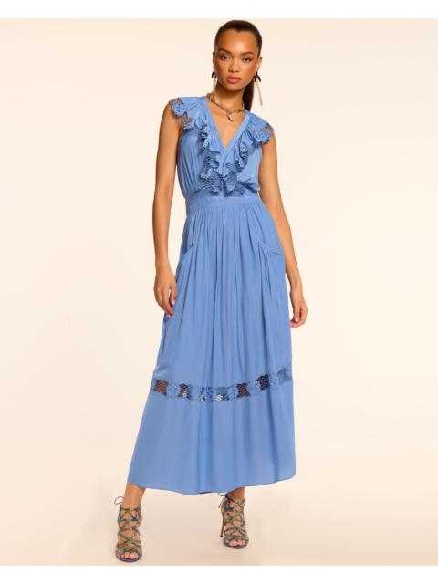 RAMY BROOK Laila V-Neck Smocked Embroidered Maxi Dress